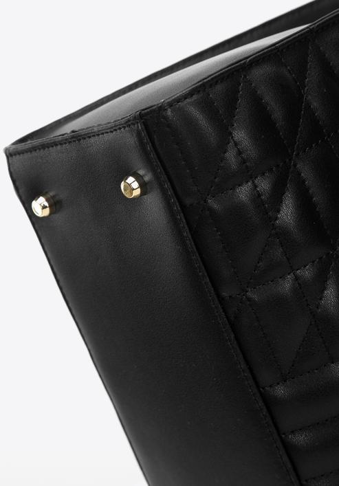 Shopper-Tasche aus gestepptem Leder an einer Kette, schwarz, 97-4E-629-3, Bild 5