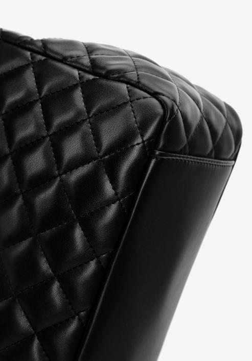 Shopper-Tasche aus gestepptem Öko-Leder mit zwei Fächern, schwarz, 97-4Y-617-1, Bild 5