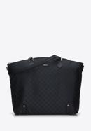 Shopper-Tasche aus Jacquard und Leder, schwarz, 95-4-901-N, Bild 1