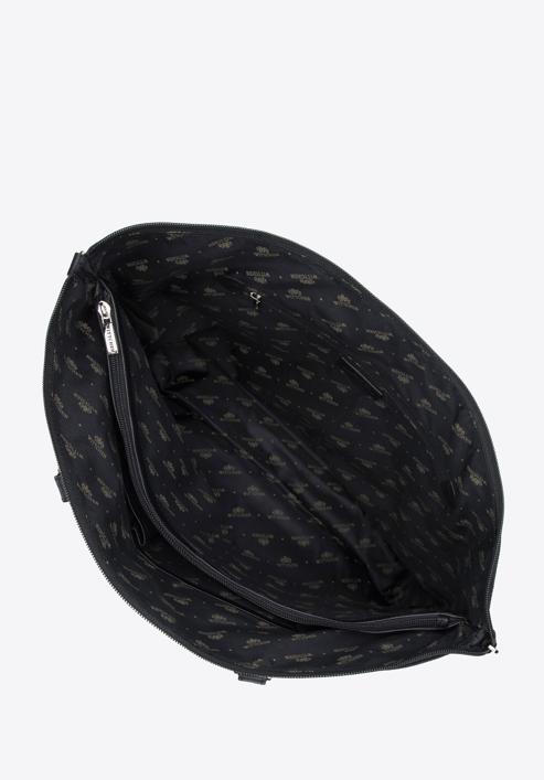 Shopper-Tasche aus Jacquard und Leder, schwarz, 95-4-901-1, Bild 4