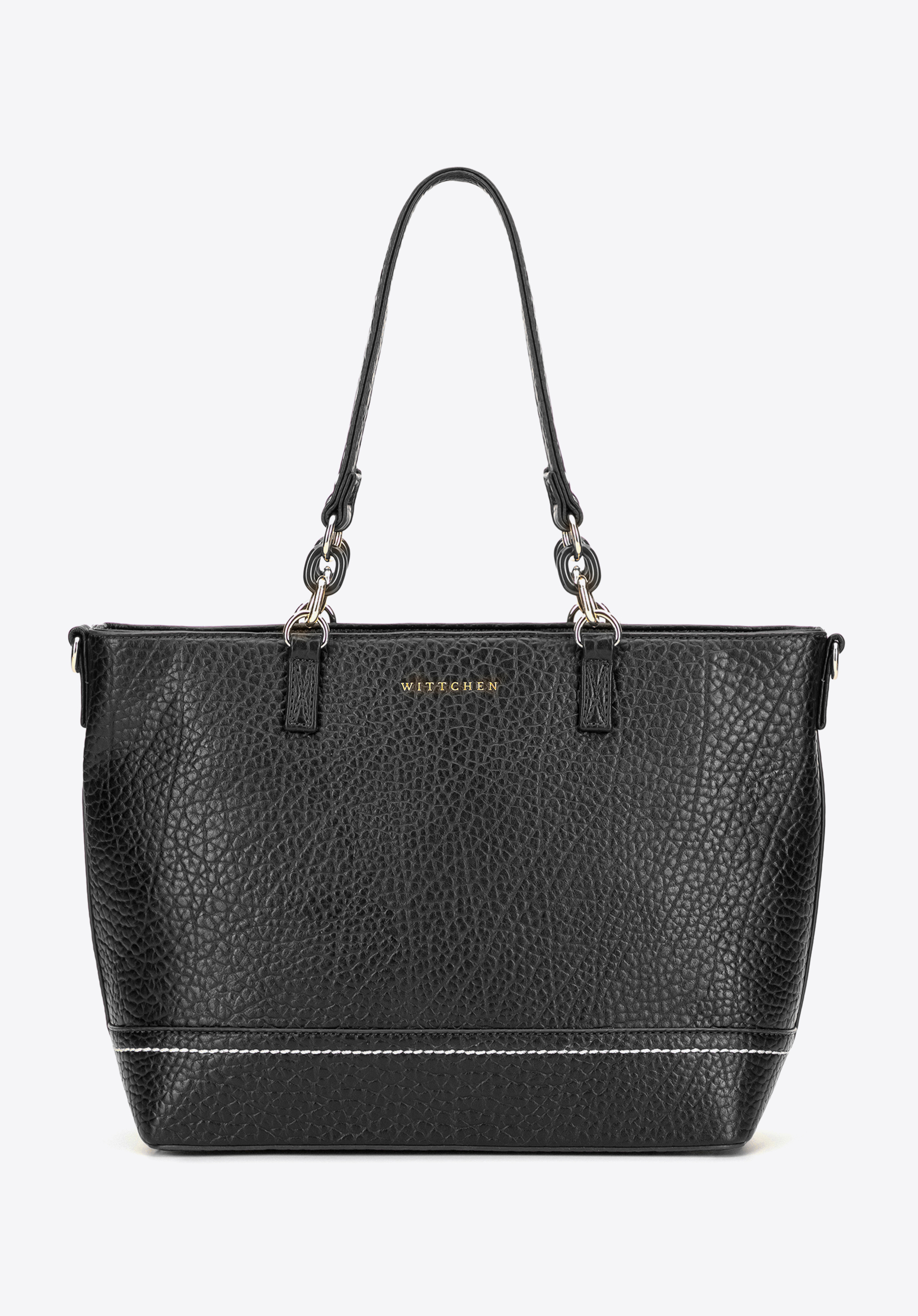 Shopper-Tasche aus Kunstleder, schwarz, 101-4Y-710-1, Bild 1