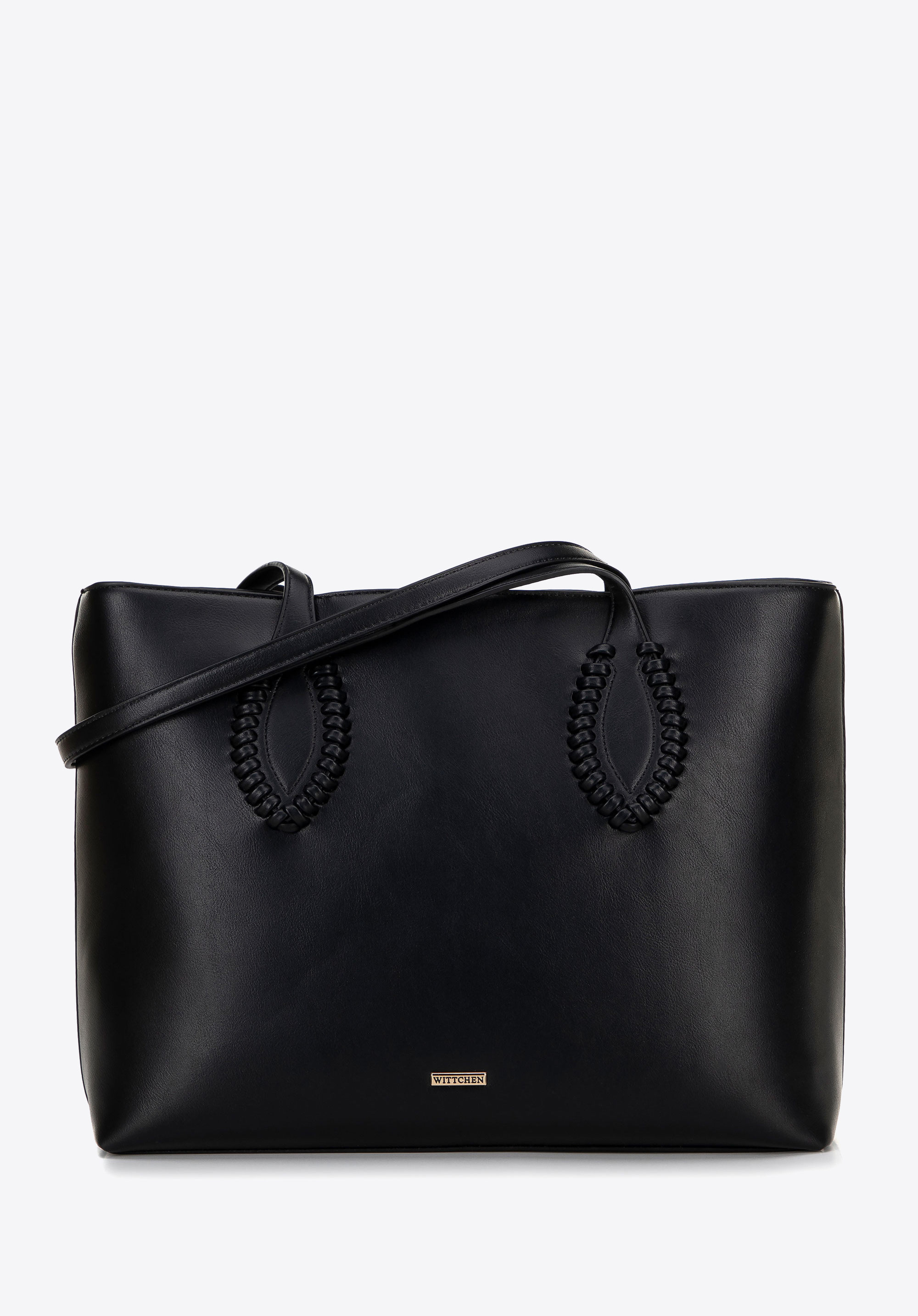 Shopper-Tasche aus Kunstleder für Damen, schwarz, 100-4Y-234-1, Bild 1