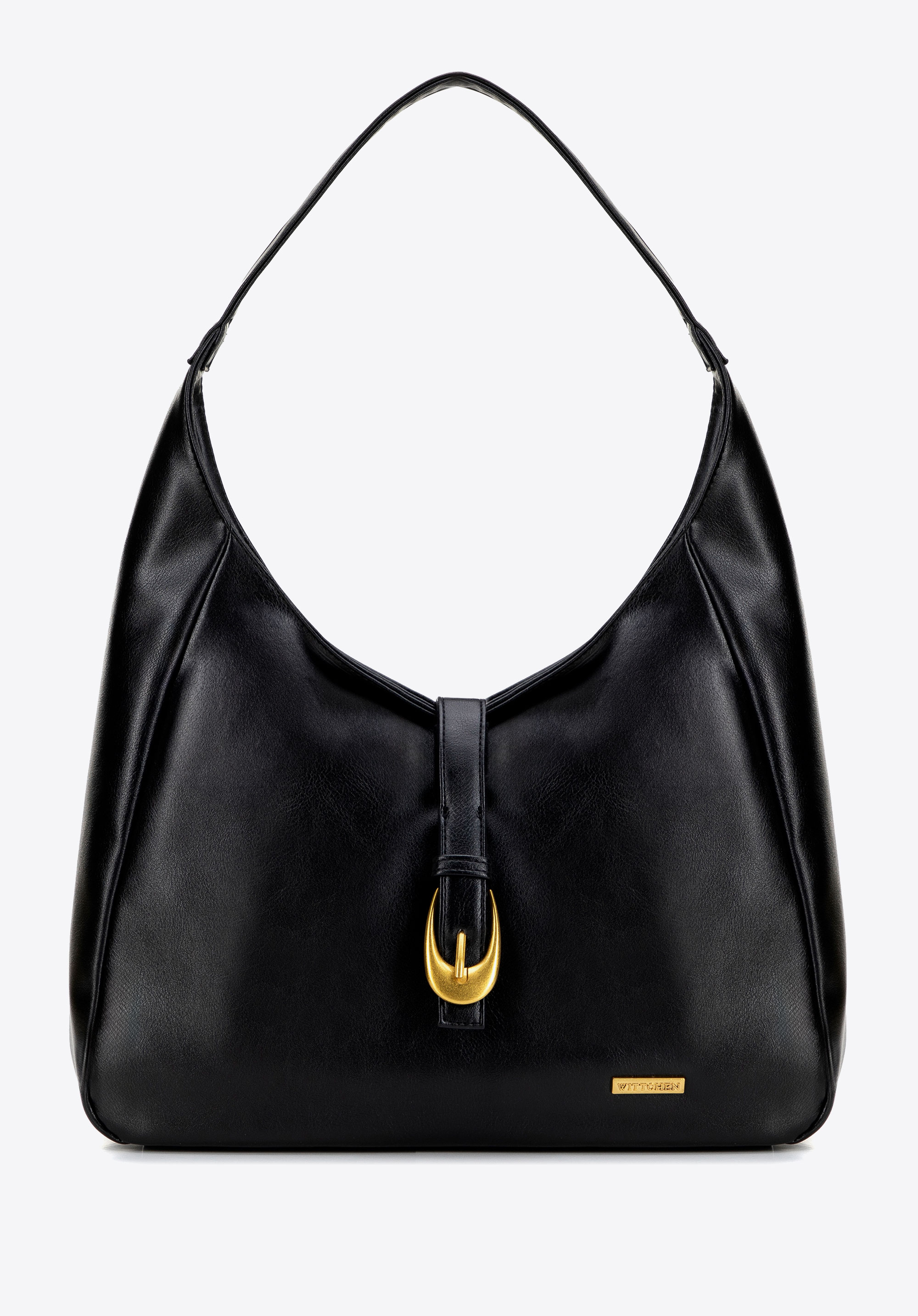 Shopper aus Kunstleder mit dekorativem Riemen, schwarz, 101-4Y-424-1, Bild 1