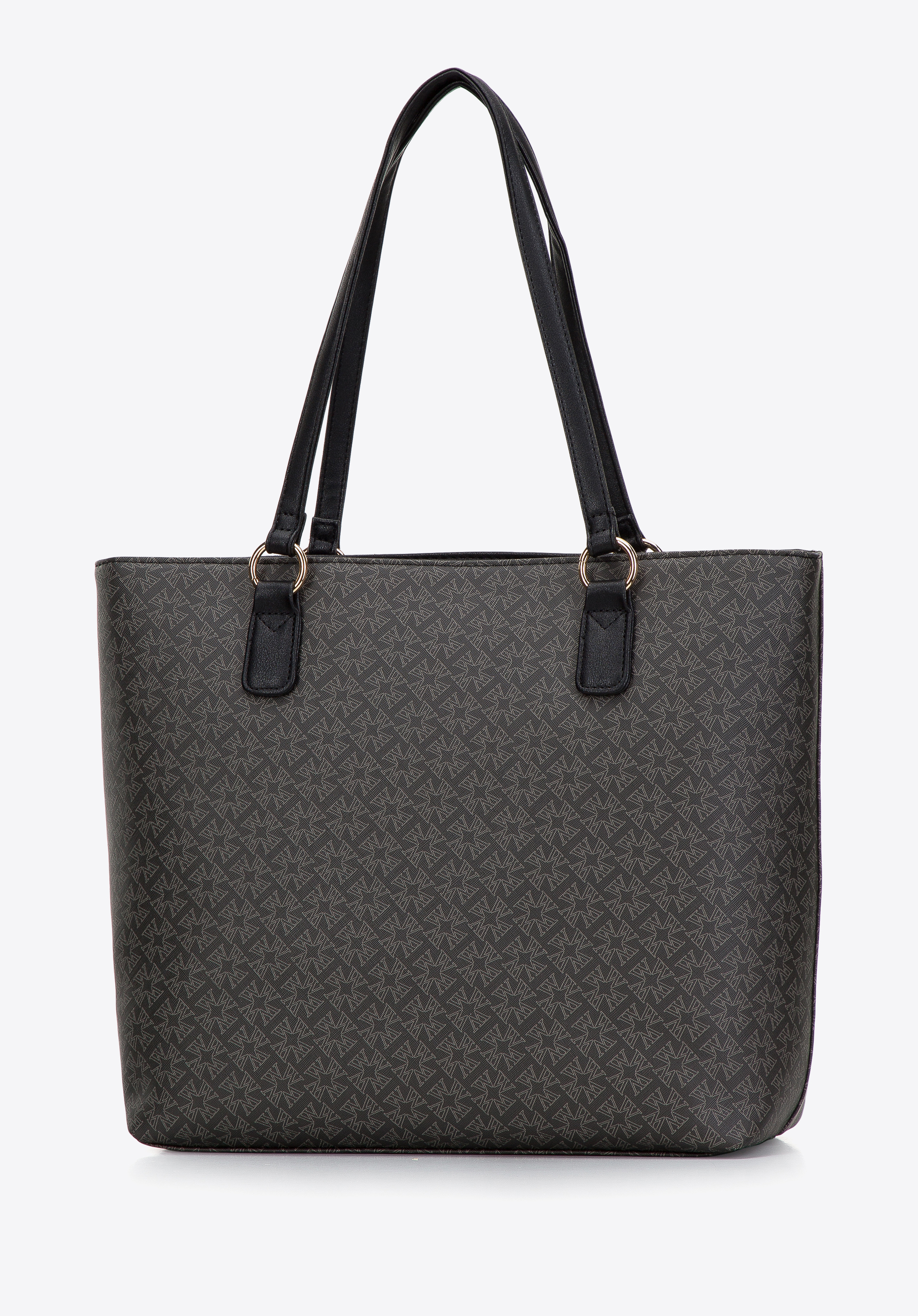 Shopper-Tasche aus Öko-Leder mit Monogramm, schwarz, 97-4Y-235-1, Bild 1