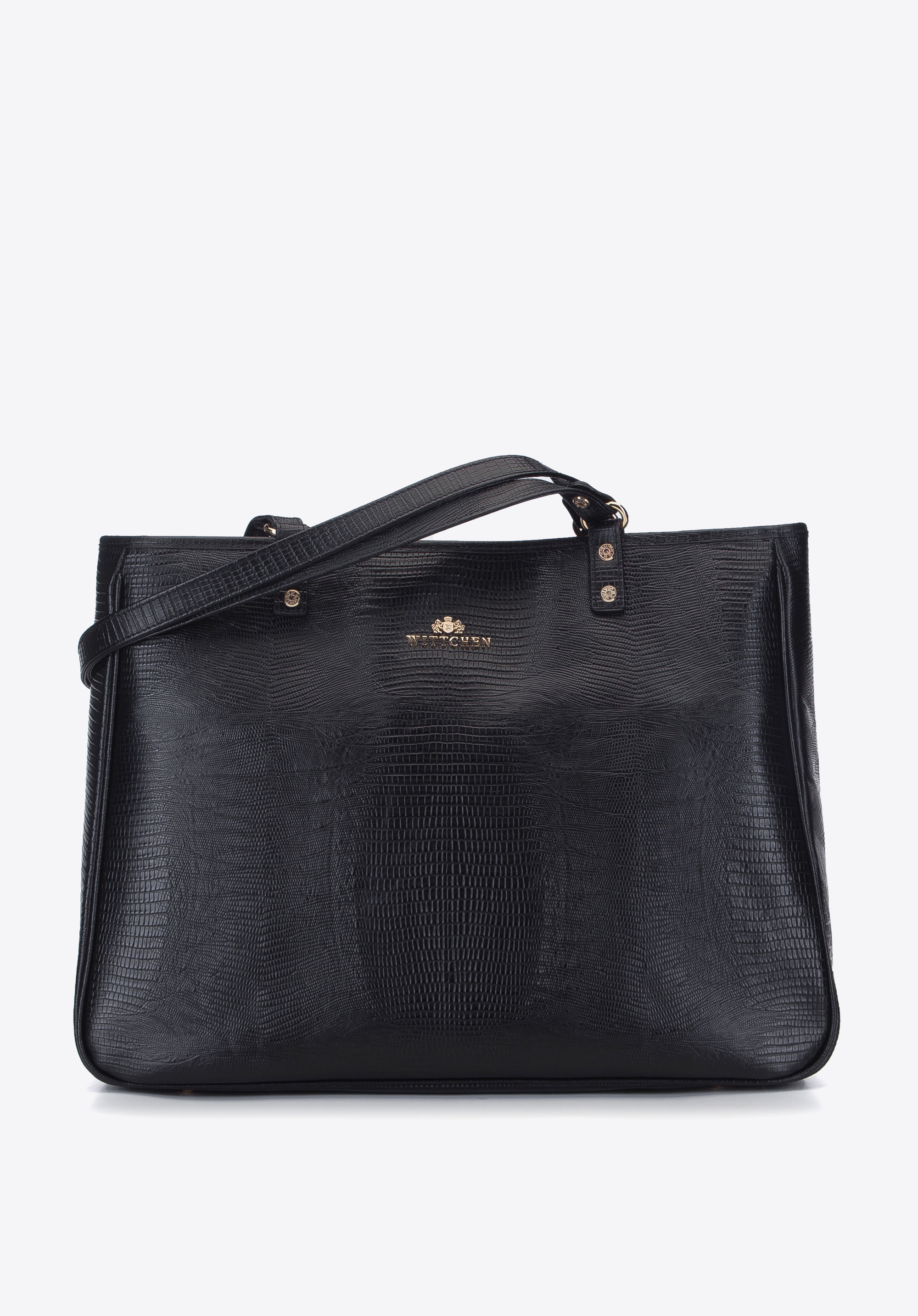 Shopper-Tasche aus Leder, schwarz, 15-4-239-1, Bild 1