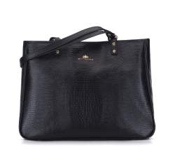 Shopper-Tasche aus Leder, schwarz, 15-4-239-1, Bild 1