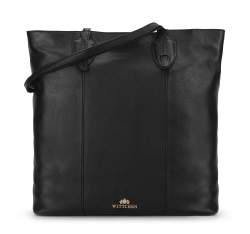 Shopper-Tasche aus Leder, schwarz, 93-4E-211-1, Bild 1