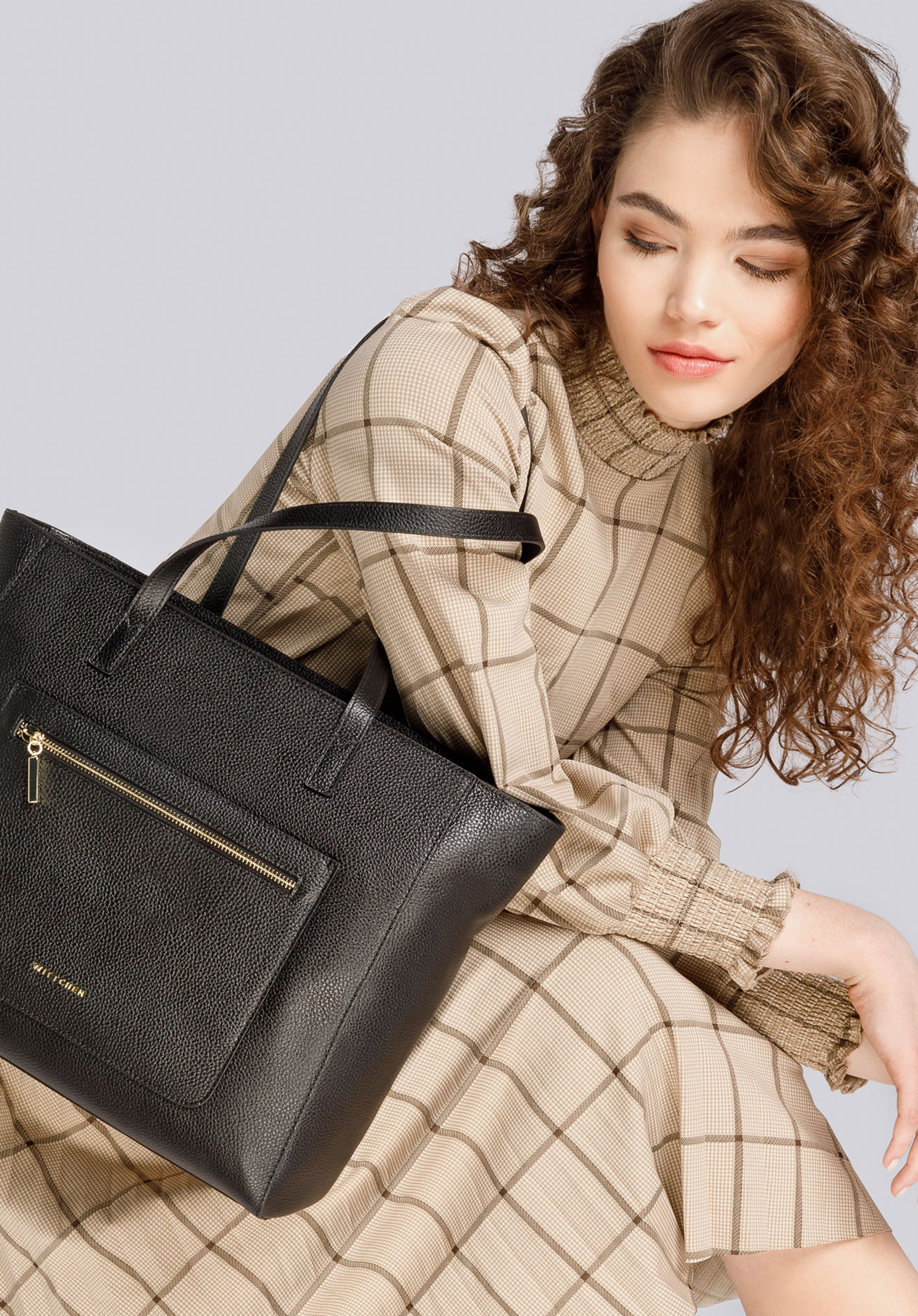 Shopper-Tasche aus Leder mit Doppelfach