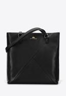Shopper-Tasche aus Leder mit geometrischen Ziernähten, schwarz, 96-4E-628-0, Bild 1
