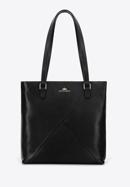 Shopper-Tasche aus Leder mit geometrischen Ziernähten, schwarz, 96-4E-628-0, Bild 2