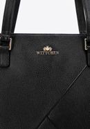 Shopper-Tasche aus Leder mit geometrischen Ziernähten, schwarz, 96-4E-628-0, Bild 5
