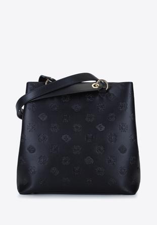Shopper-Tasche aus Leder mit Monogramm, schwarz, 93-4E-693-1, Bild 1