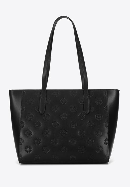 Shopper-Tasche aus Leder mit Monogramm, schwarz, 96-4E-630-1, Bild 2