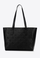 Shopper-Tasche aus Leder mit Monogramm, schwarz, 98-4E-605-9, Bild 3