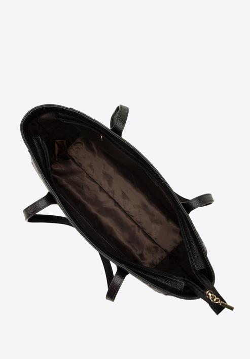 Shopper-Tasche aus Leder mit Monogramm, schwarz, 98-4E-605-1, Bild 4