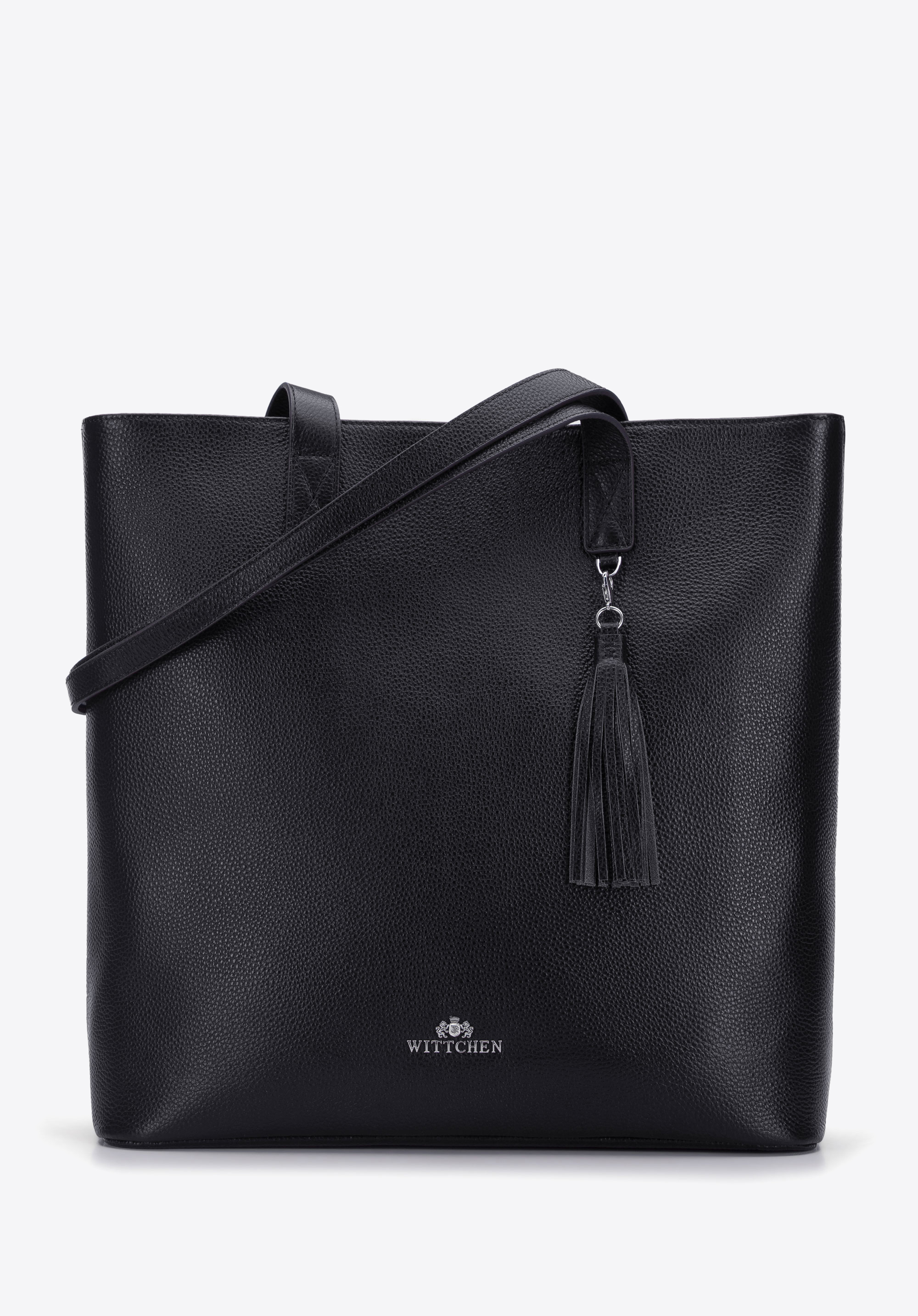Shopper-Tasche aus Leder mit Quaste
