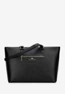 Shopper-Tasche aus Leder mit Vordertasche, schwarz, 29-4E-017-4, Bild 1
