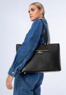 Shopper-Tasche aus Leder mit Vordertasche, schwarz, 29-4E-017-4, Bild 15