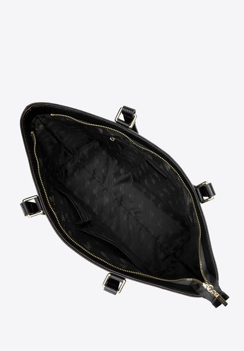 Shopper-Tasche aus Leder mit Vordertasche, schwarz, 29-4E-017-4, Bild 4