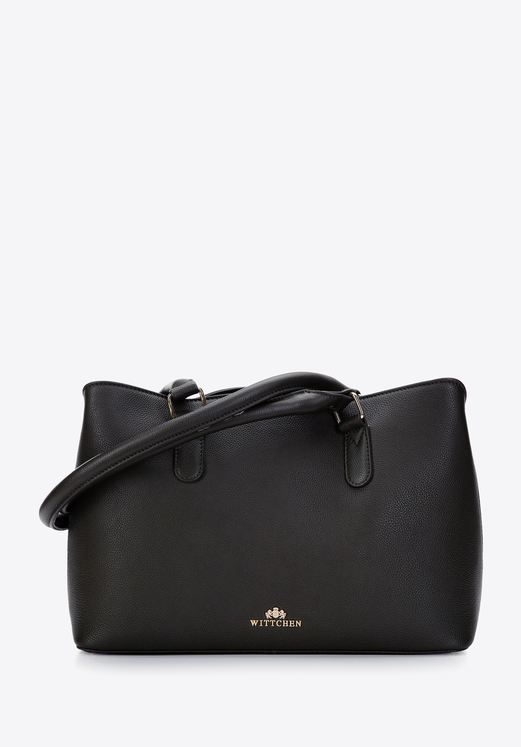 Shopper-Tasche aus Leder mit zwei Fächern, schwarz, 97-4E-001-1, Bild 1