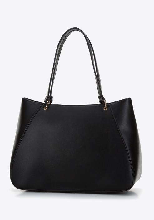 Shopper-Tasche aus mattem Öko-Leder, schwarz, 97-4Y-520-1, Bild 3