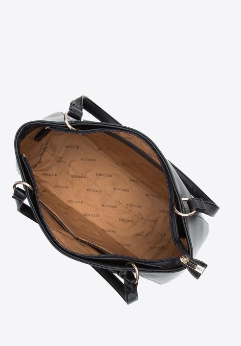 Shopper-Tasche aus mattem Öko-Leder, schwarz, 97-4Y-520-1, Bild 4