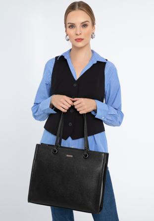 Shopper-Tasche aus  Öko-Leder, schwarz, 97-4Y-632-1, Bild 1
