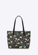 Shopper-Tasche aus Öko-Leder mit Blumenmuster, schwarz, 98-4Y-200-1, Bild 2