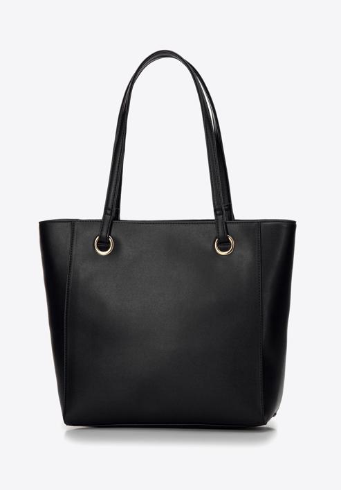 Shopper-Tasche aus Öko-Leder mit großer Vordertasche, schwarz, 97-4Y-534-7, Bild 3