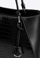 Shopper-Tasche aus Öko-Leder mit Kroko-Einsatz, schwarz, 97-4Y-521-1, Bild 5