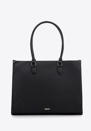Shopper-Tasche aus Öko-Leder mit Monogramm, schwarz, 97-4Y-227-1, Bild 1