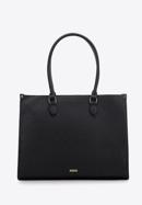 Shopper-Tasche aus Öko-Leder mit Monogramm, schwarz, 97-4Y-227-4, Bild 1