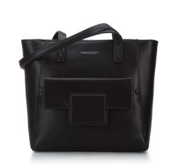 Shopper-Tasche aus Ökoleder, schwarz, 94-4Y-411-1, Bild 1