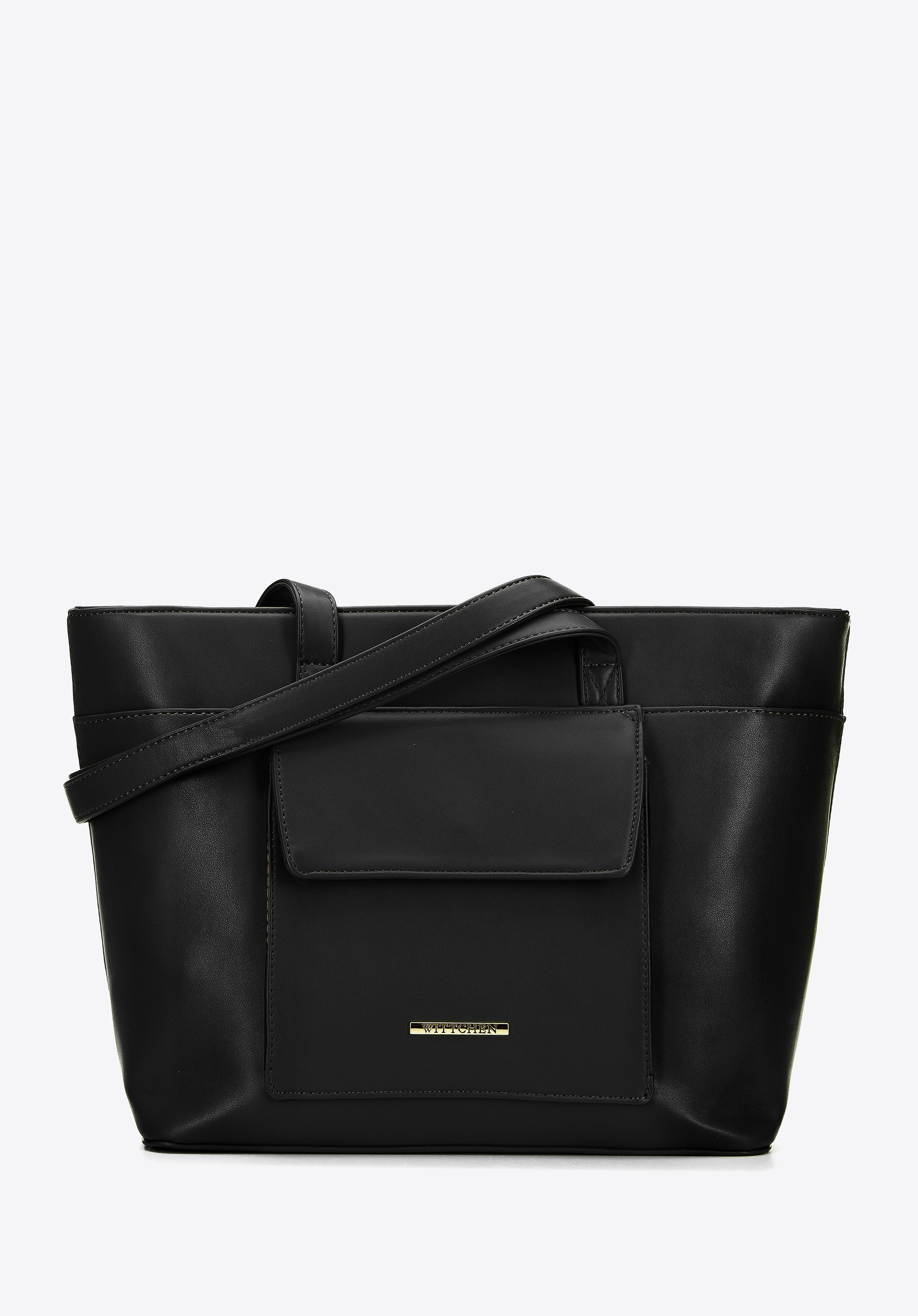 Shopper-Tasche aus Ökoleder mit Vordertasche