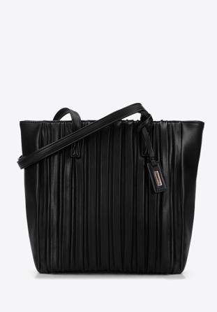 Shopper-Tasche aus zerknittertem Ökoleder, schwarz, 96-4Y-622-1, Bild 1