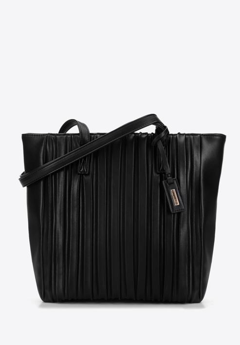 Shopper-Tasche aus zerknittertem Ökoleder, schwarz, 96-4Y-622-1, Bild 1
