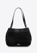Shopper-Tasche aus zwei Lederarten, schwarz, 97-4E-003-Z, Bild 3