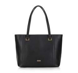 Shopper-Tasche für Damen aus Ökoleder, schwarz, 94-4Y-600-1, Bild 1