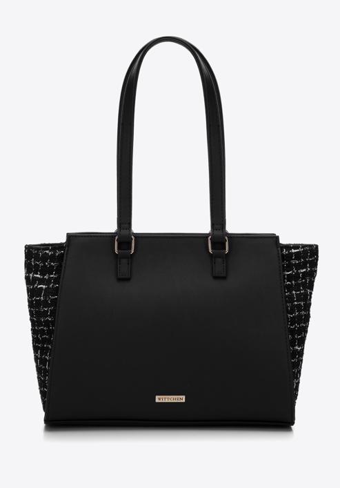 Shopper-Tasche mit Bouclé-Detail, schwarz, 97-4Y-750-N, Bild 2