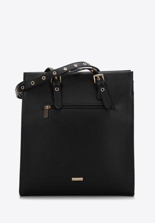 Shopper-Tasche mit genieteten Riemen, schwarz, 97-4Y-516-1, Bild 1