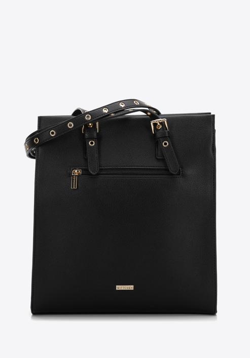 Shopper-Tasche mit genieteten Riemen, schwarz, 97-4Y-516-8, Bild 1