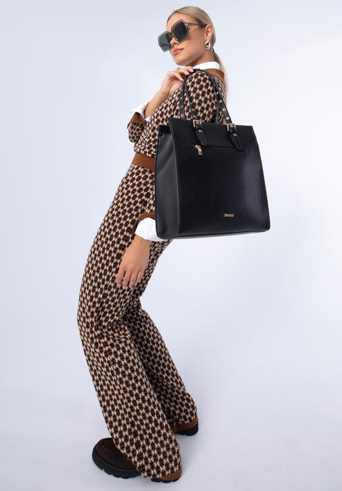 Shopper-Tasche mit genieteten Riemen, schwarz, 97-4Y-516-1, Bild 16