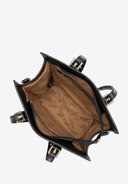 Shopper-Tasche mit genieteten Riemen, schwarz, 97-4Y-516-1, Bild 4