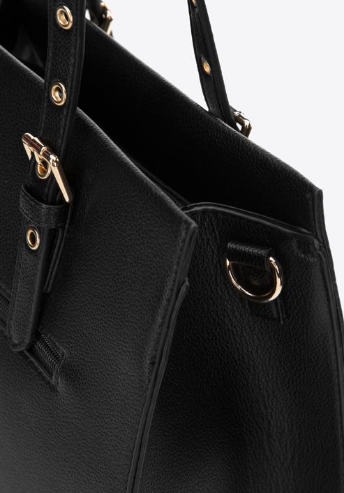 Shopper-Tasche mit genieteten Riemen, schwarz, 97-4Y-516-1, Bild 5