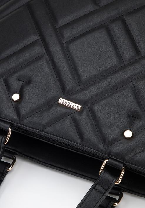Shopper-Tasche mit geometrisch gesteppter Vorderseite, schwarz, 95-4Y-503-9, Bild 4