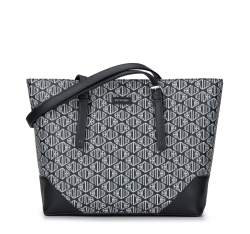 Shopper-Tasche mit geometrischem Logo, schwarz, 93-4Y-538-1, Bild 1