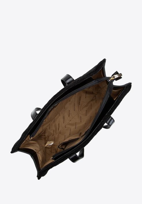 Shopper-Tasche mit Kunstpelzeinsätzen, schwarz, 97-4Y-250-1, Bild 4