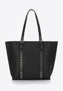 Shopper-Tasche mit Nietenriemen, schwarz, 97-4Y-771-8, Bild 1