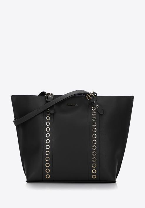 Shopper-Tasche mit Nietenriemen, schwarz, 97-4Y-771-8, Bild 2