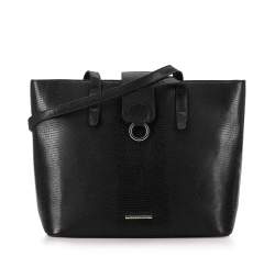Shopper-Tasche mit Ring, schwarz, 93-4Y-419-1, Bild 1
